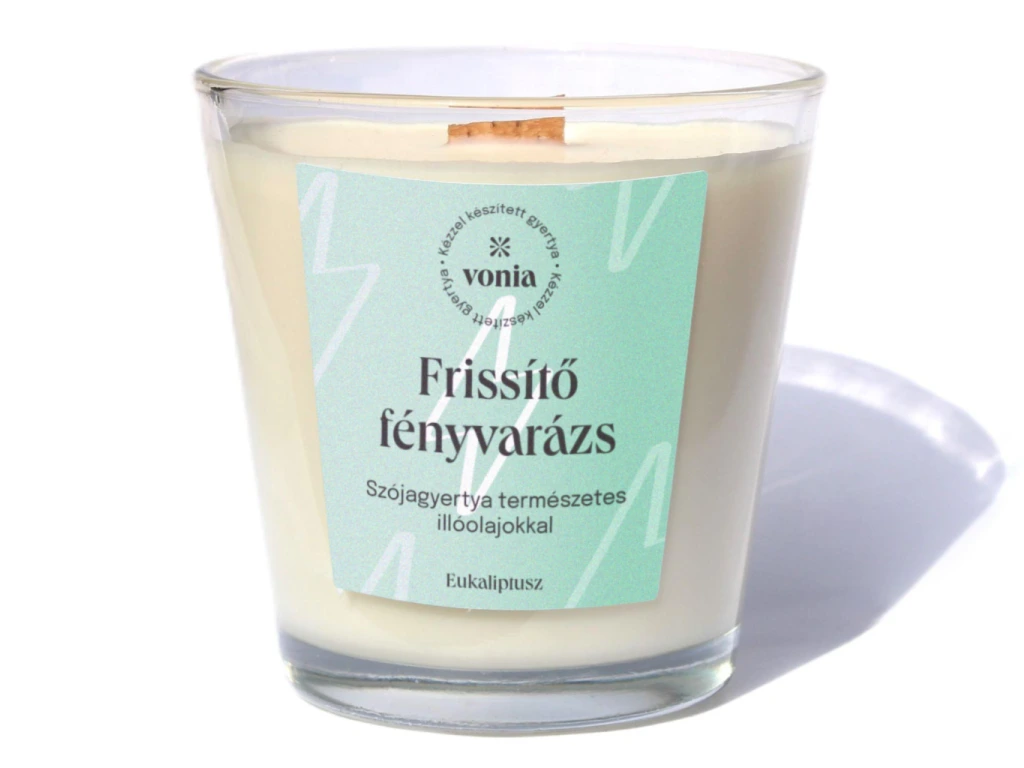 Frissítő fényvarázs - Kézműves szójagyertya eukaliptusz illattal