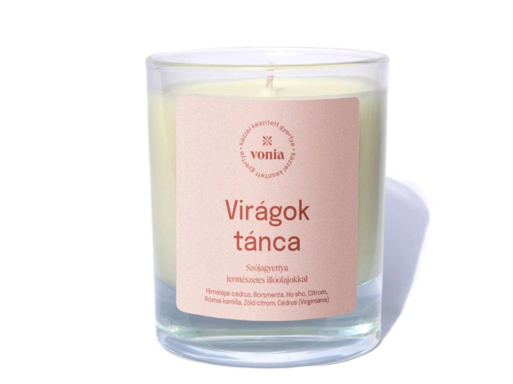 Virágok tánca - Kézműves szójagyertya cédrusos-citrusos illatvarázzsal